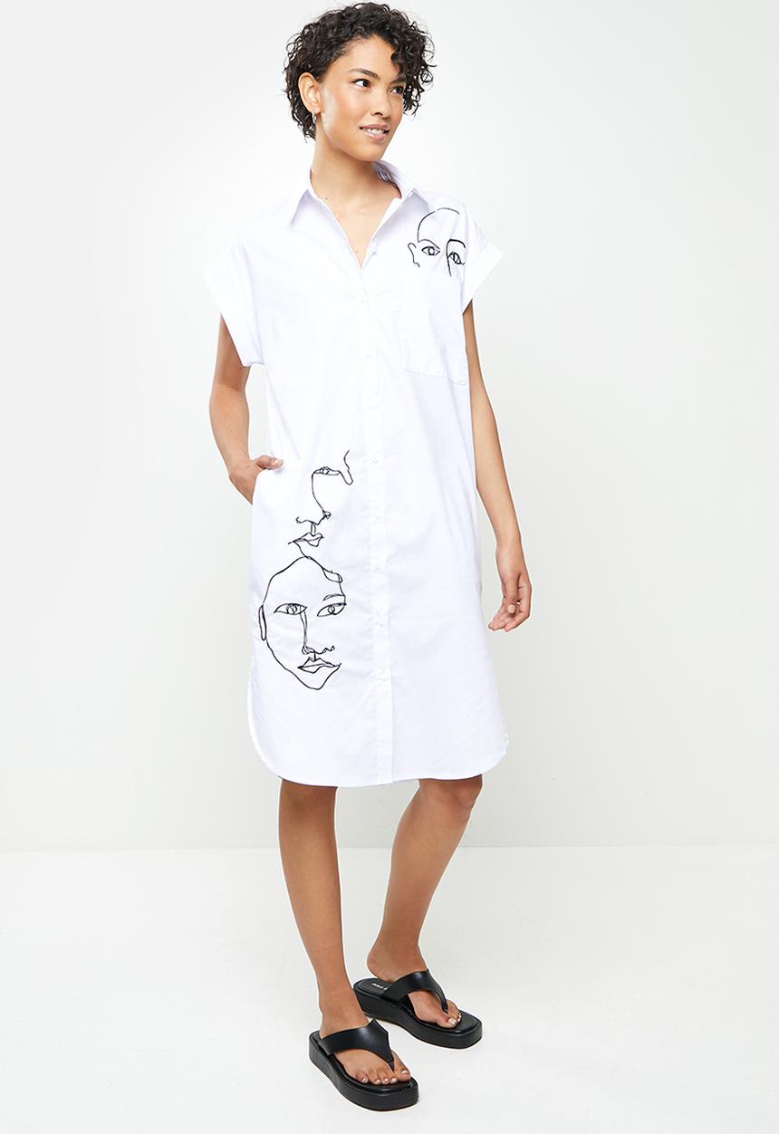 Me&B - Dropped shoulder shirt dress - white