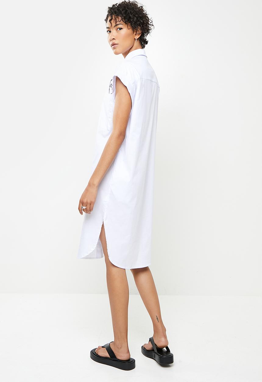 Me&B - Dropped shoulder shirt dress - white