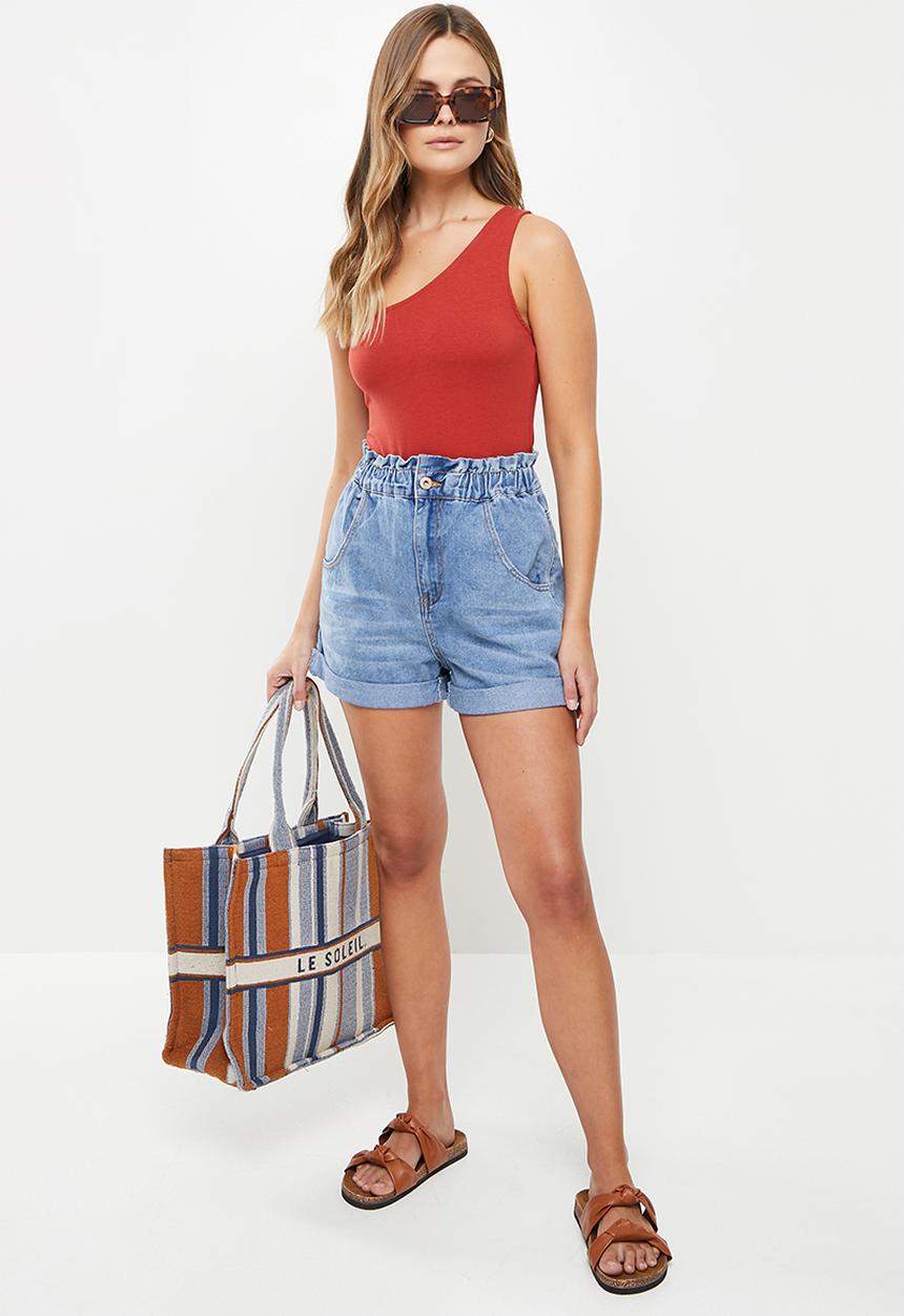 Cotton On - Denim paperbag short - brunswick blue