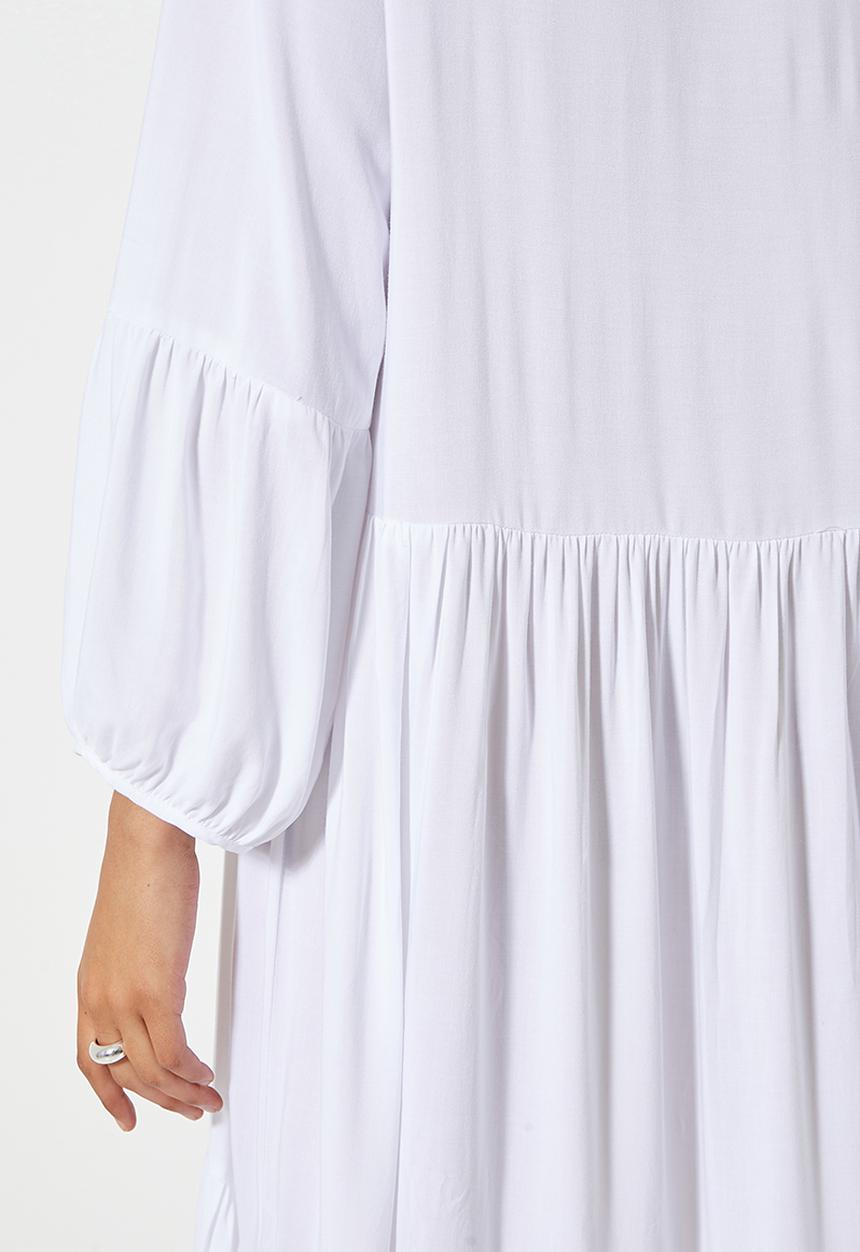 VELVET - Voluminous tiered midi dress - white 