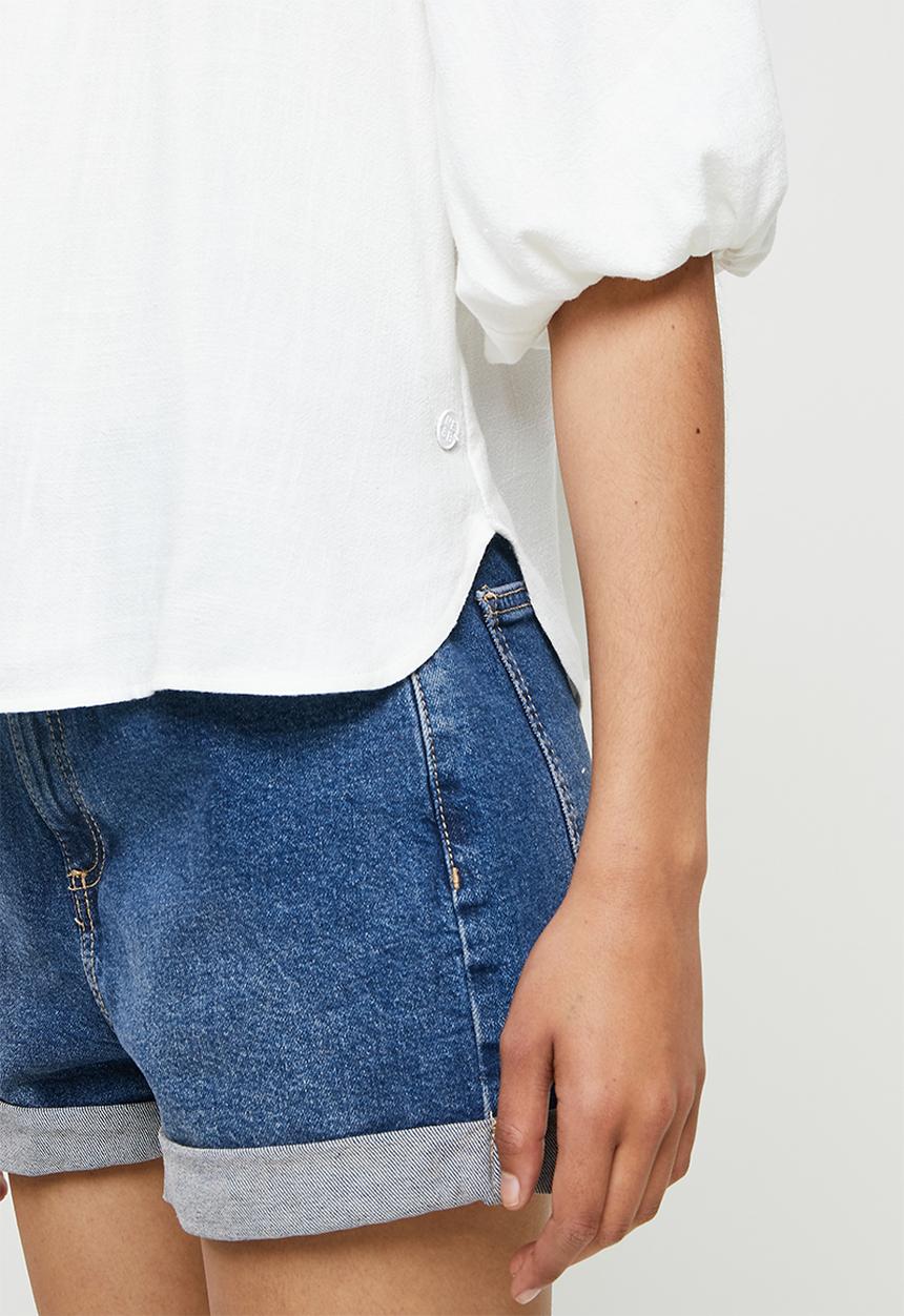 Me&B - Linen gauged blouse - white