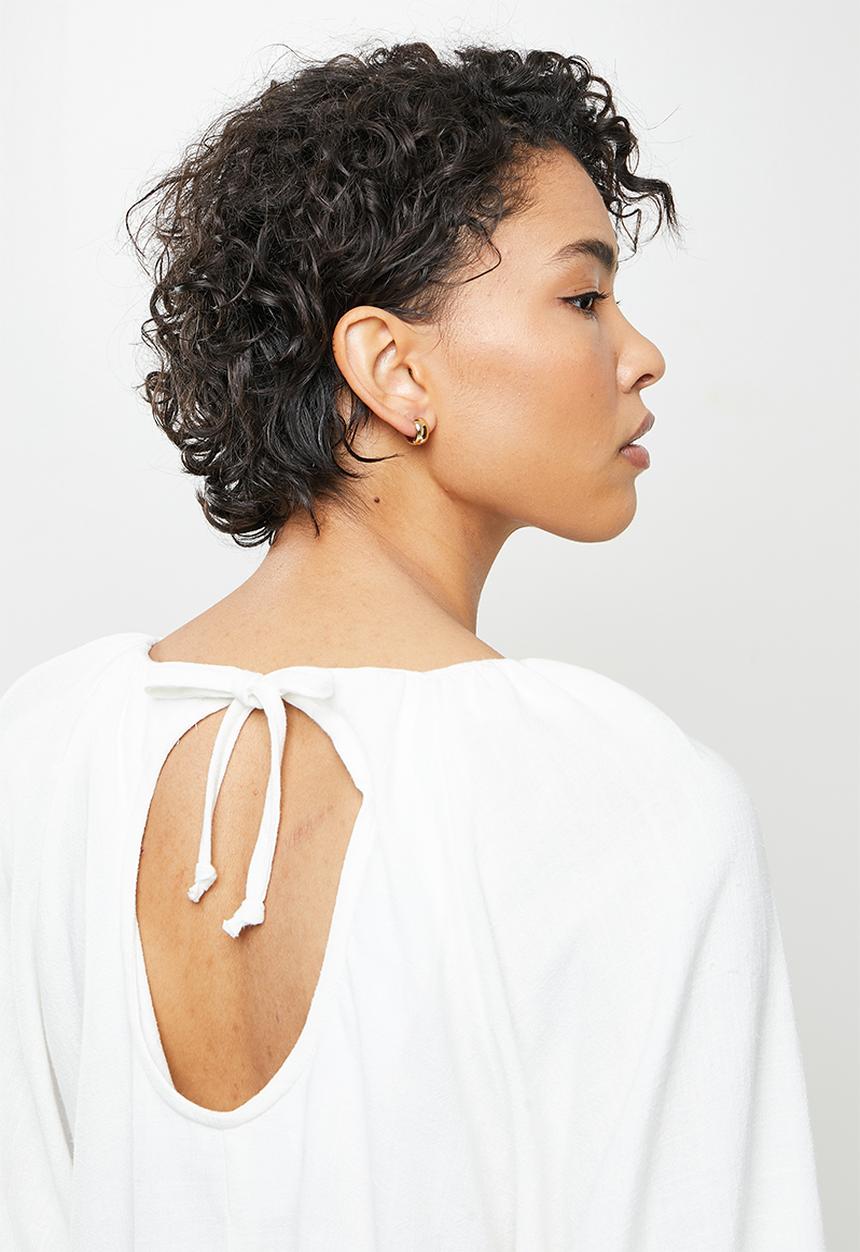 Me&B - Linen gauged blouse - white