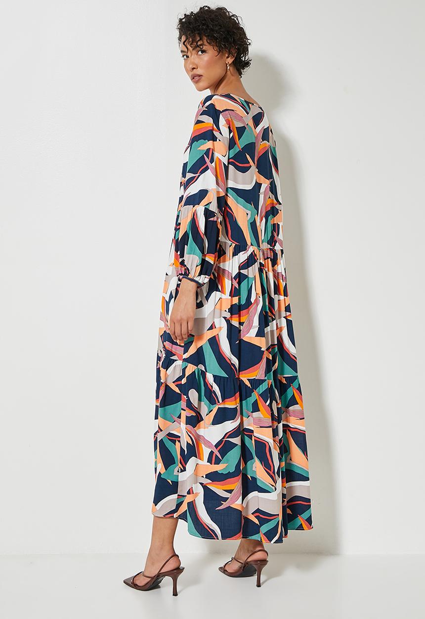 VELVET - Voluminous tiered midi dress - multi 