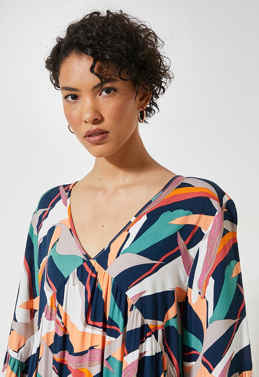 VELVET - Voluminous tiered midi dress - multi 