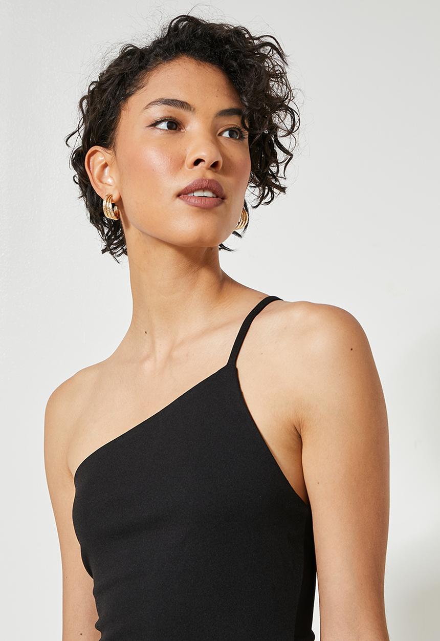 VELVET - Asymmetric mini dress - black 