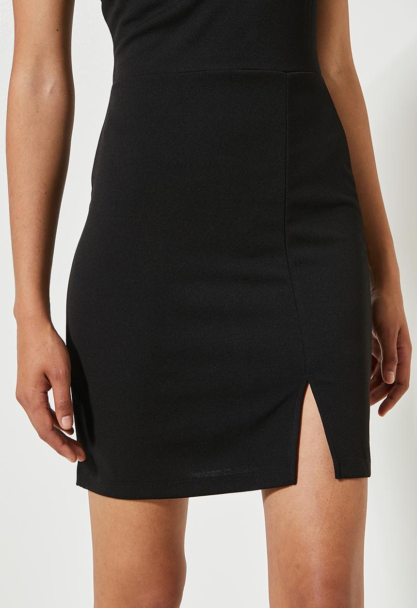 VELVET - Asymmetric mini dress - black 