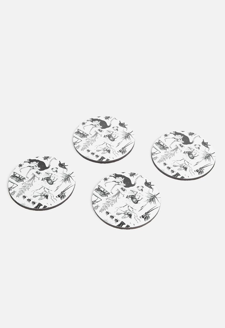 Elsje Designs - Afrika coaster set of 4 - black & white
