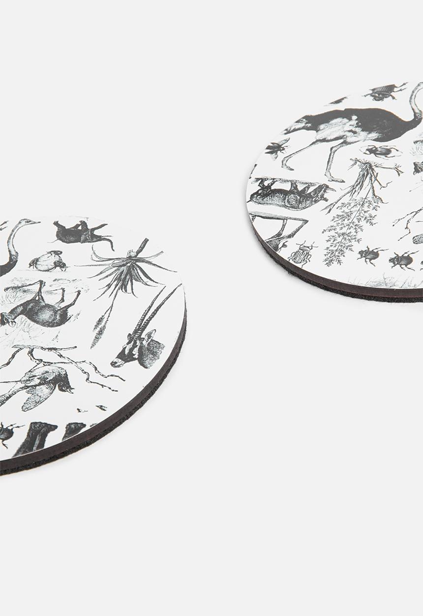 Elsje Designs - Afrika coaster set of 4 - black & white