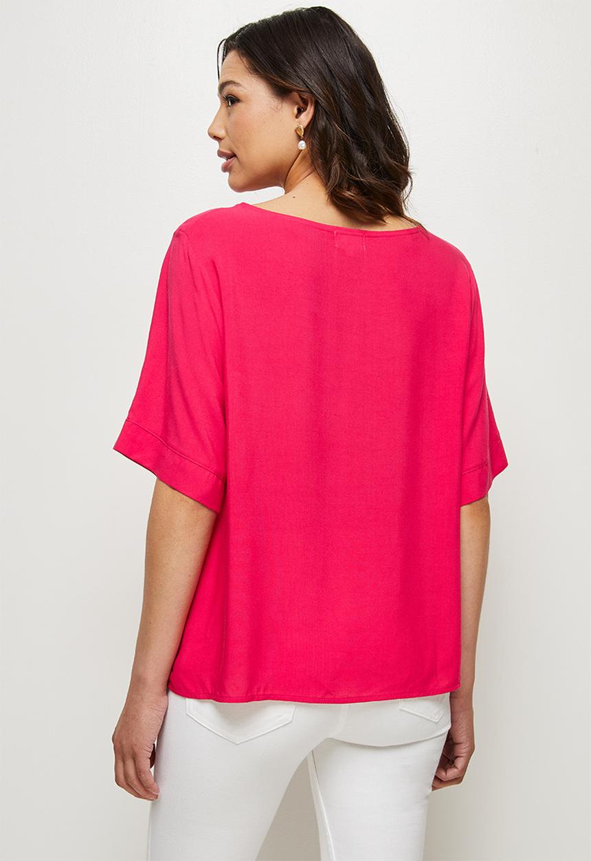 edit - Oversized woven shell - cerise