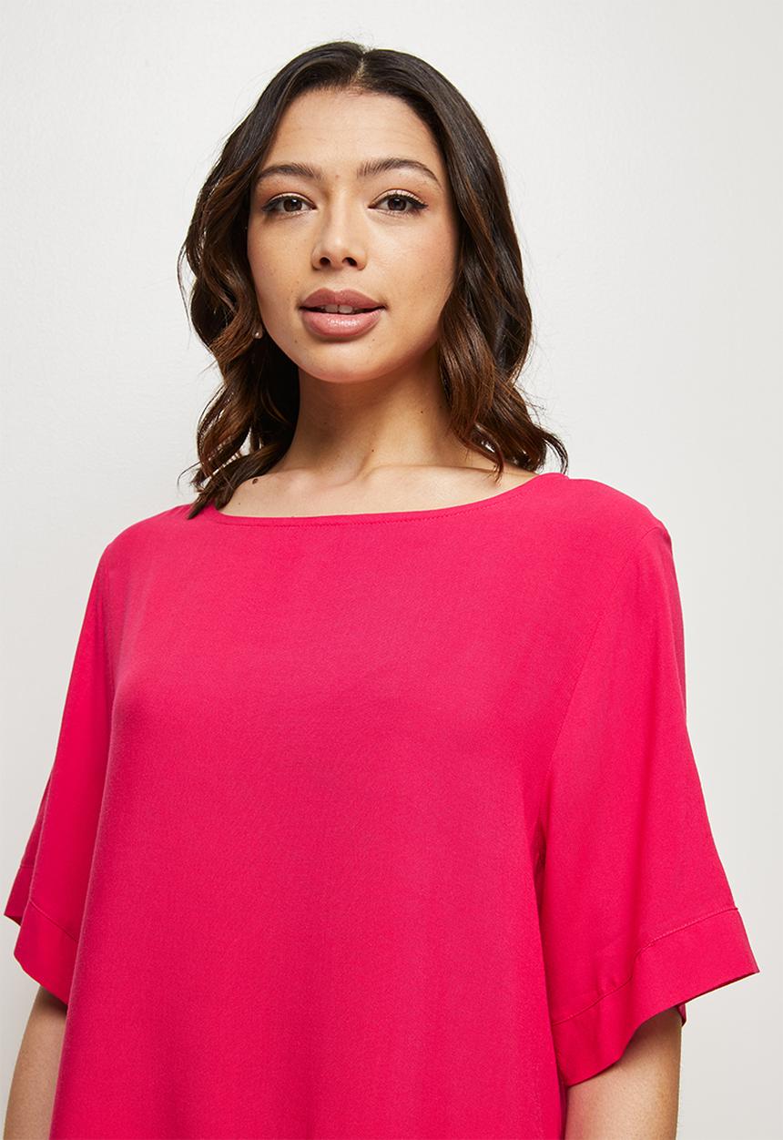 edit - Oversized woven shell - cerise