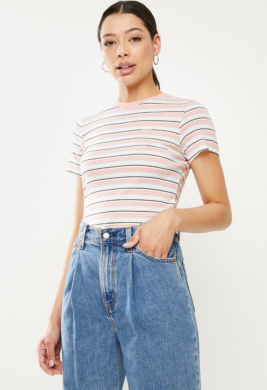 Levi’s® - Short sleeve rib baby tee - coco stripe evening sands