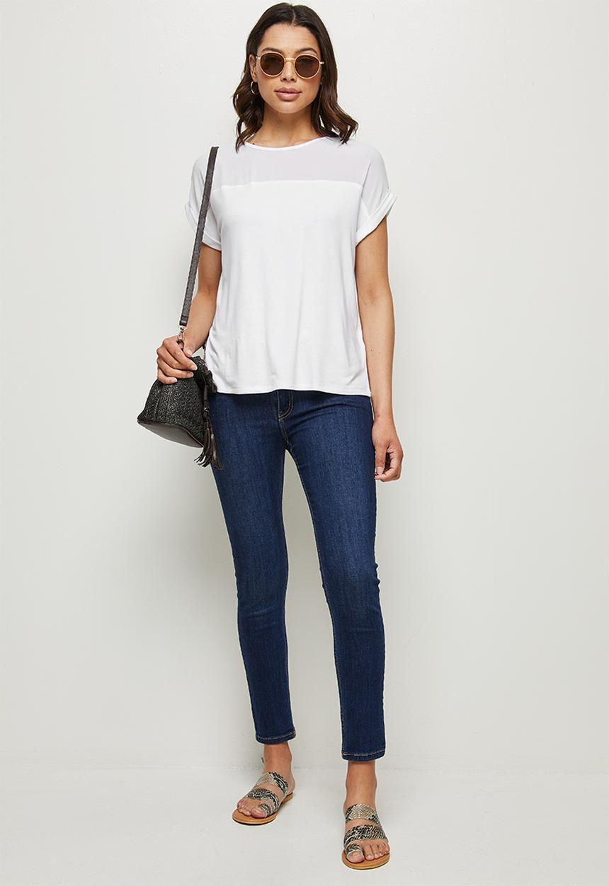 edit - Conscious knit woven combo tee - white 