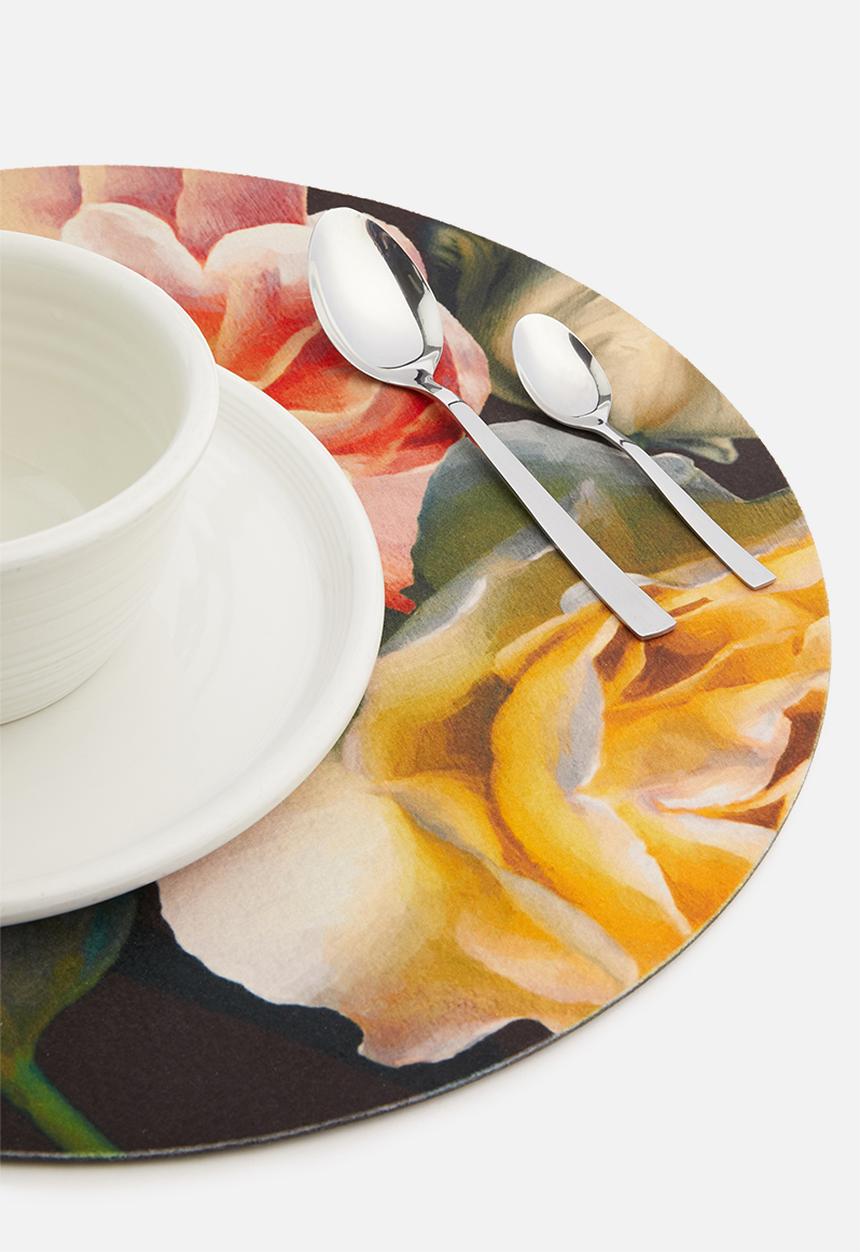 Elsje Designs - Chocolate & roses velvety placemat set of 4 - peach