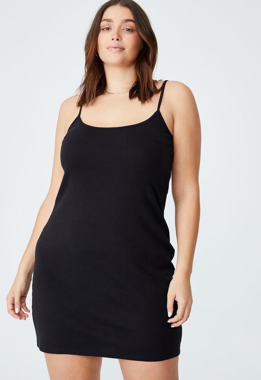 Cotton On - Curve cassie strappy mini dress - black