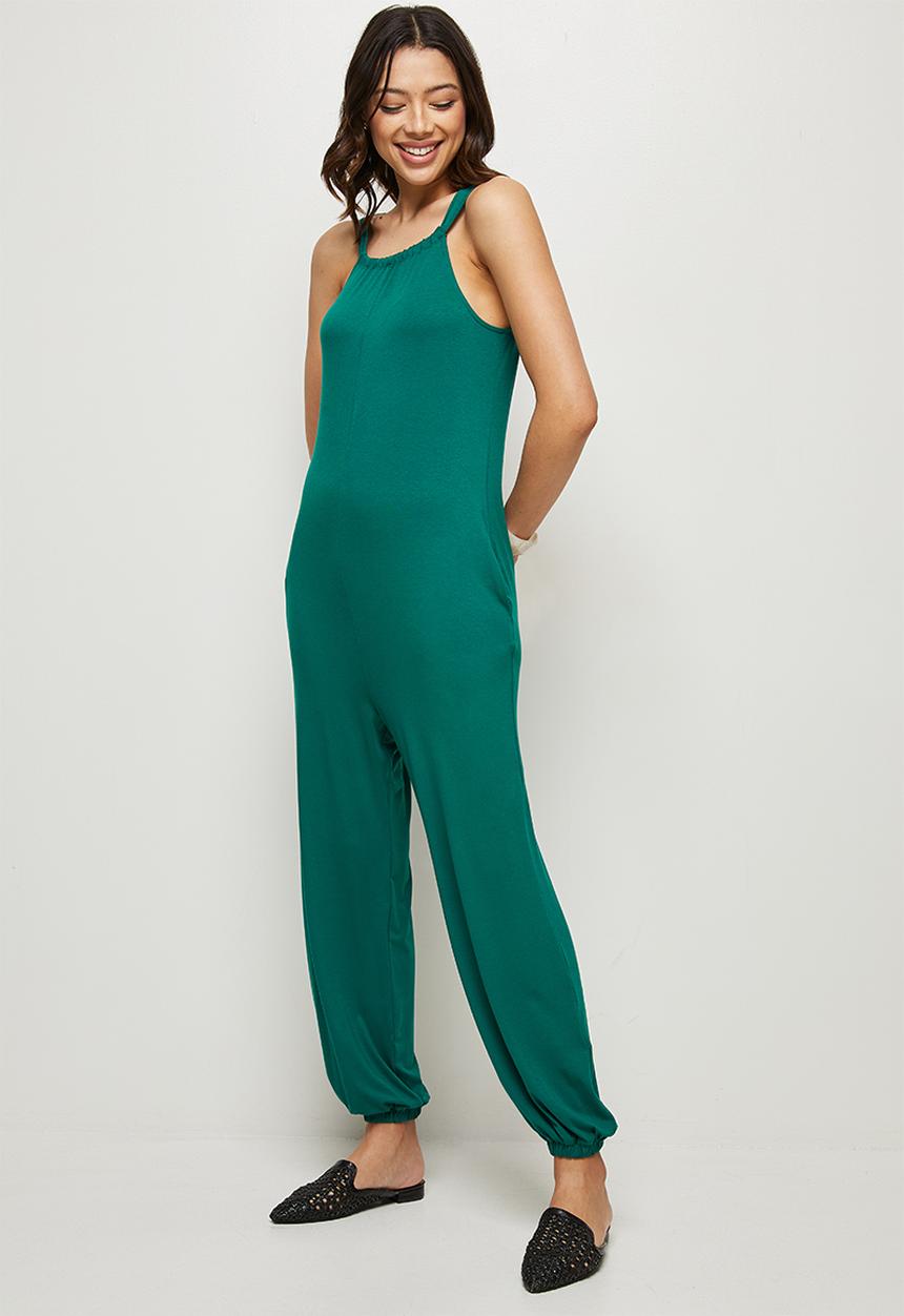 edit - Wide leg halterneck jumpsuit - green