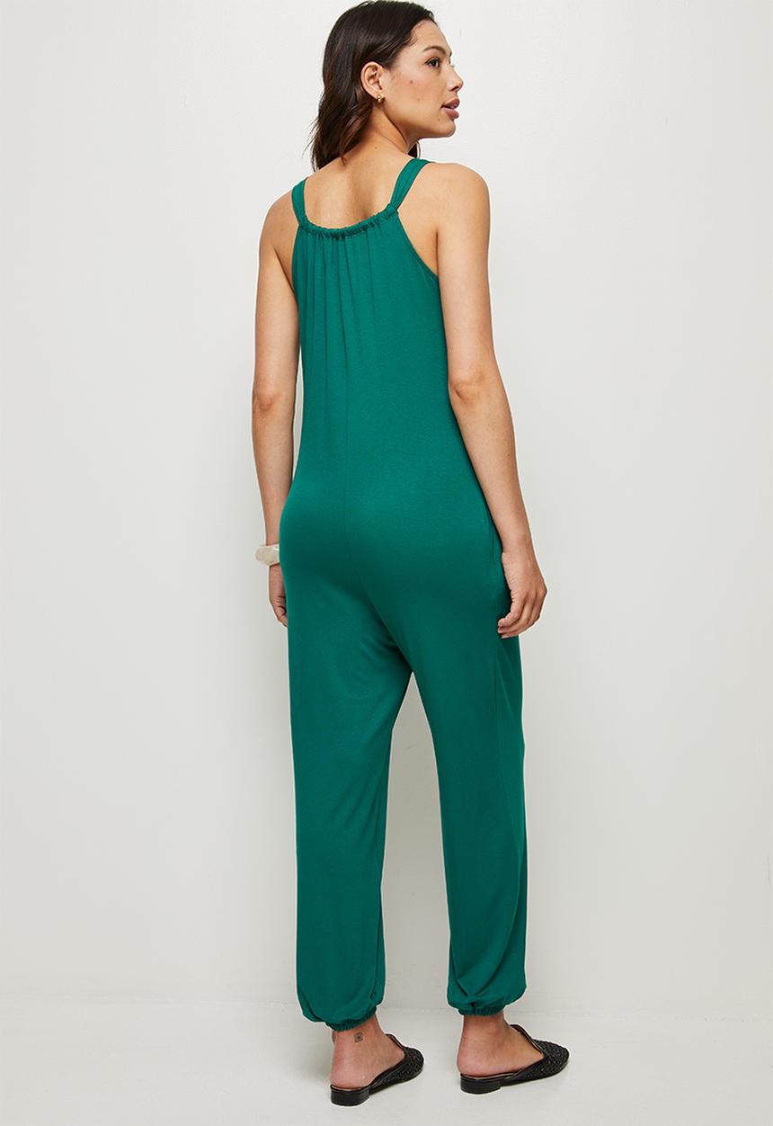 edit - Wide leg halterneck jumpsuit - green