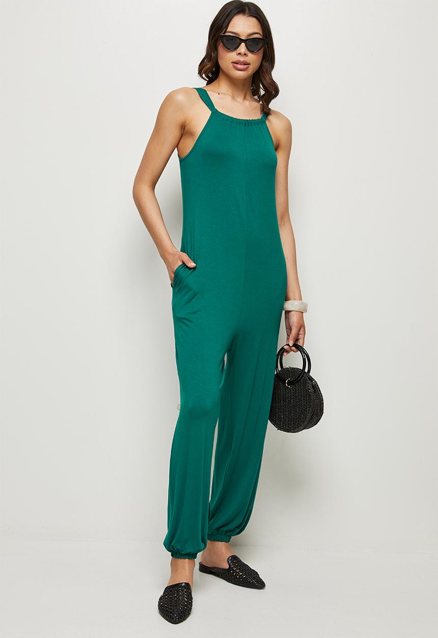 edit - Wide leg halterneck jumpsuit - green