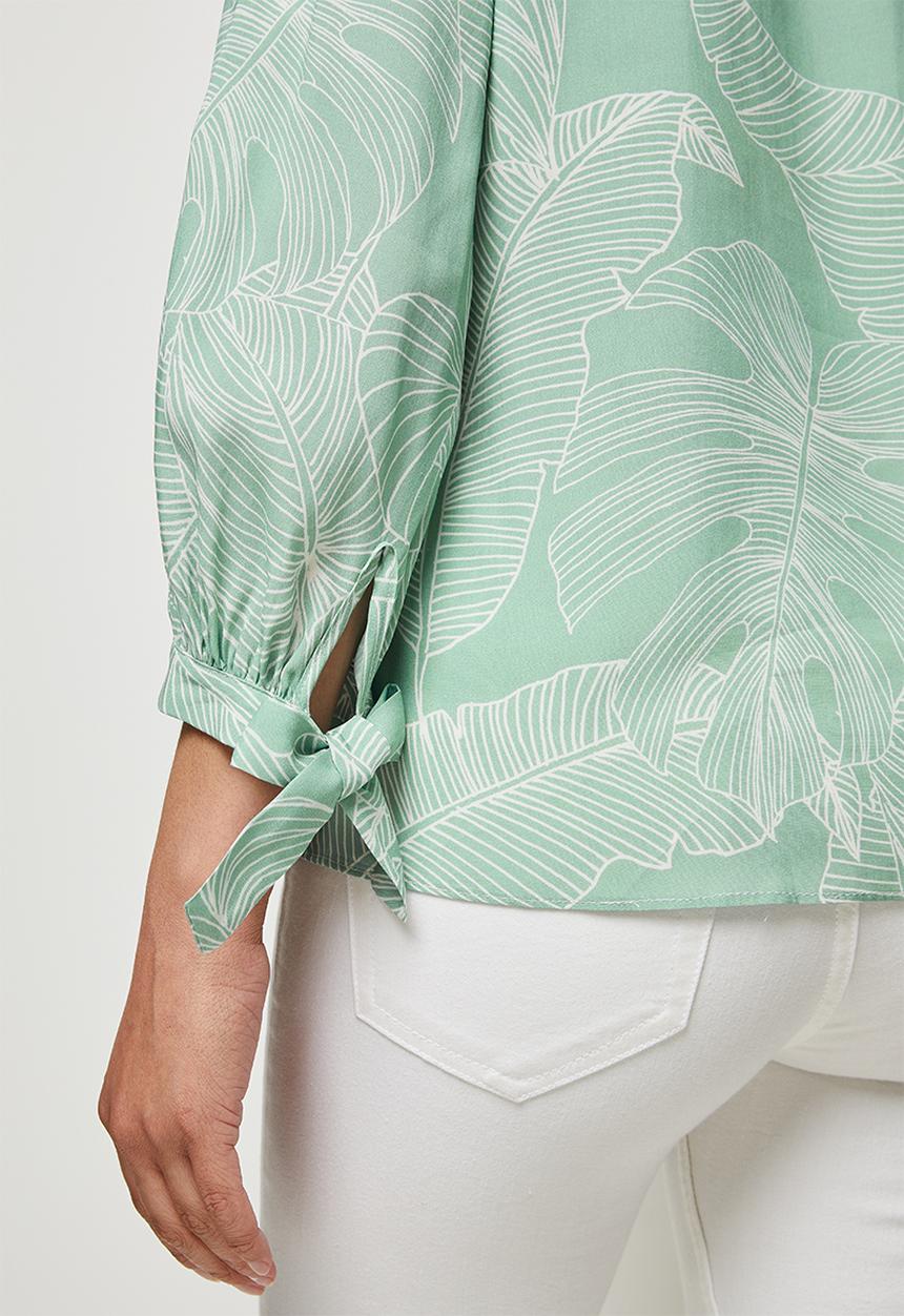 edit - V-neck tie sleeve blouse - sage foliage