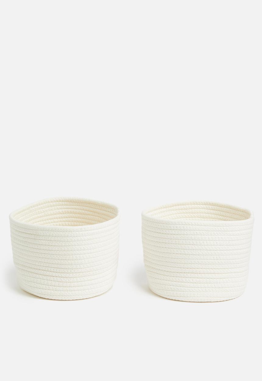 Sixth Floor - Cotton rope nursery organizer set of 2 - white 