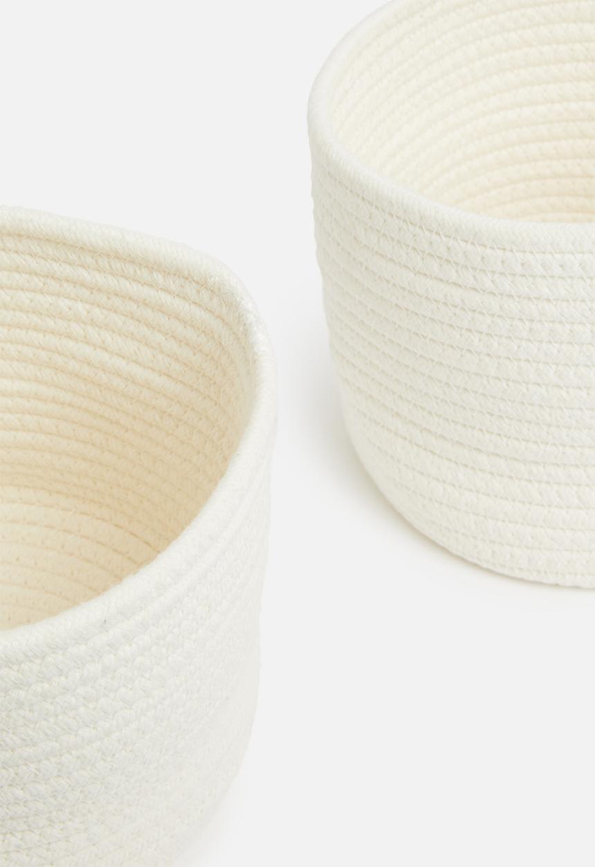 Sixth Floor - Cotton rope nursery organizer set of 2 - white 