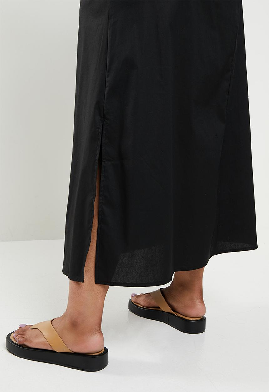 Me&B - Plus elasticated cotton maxi skirt - black