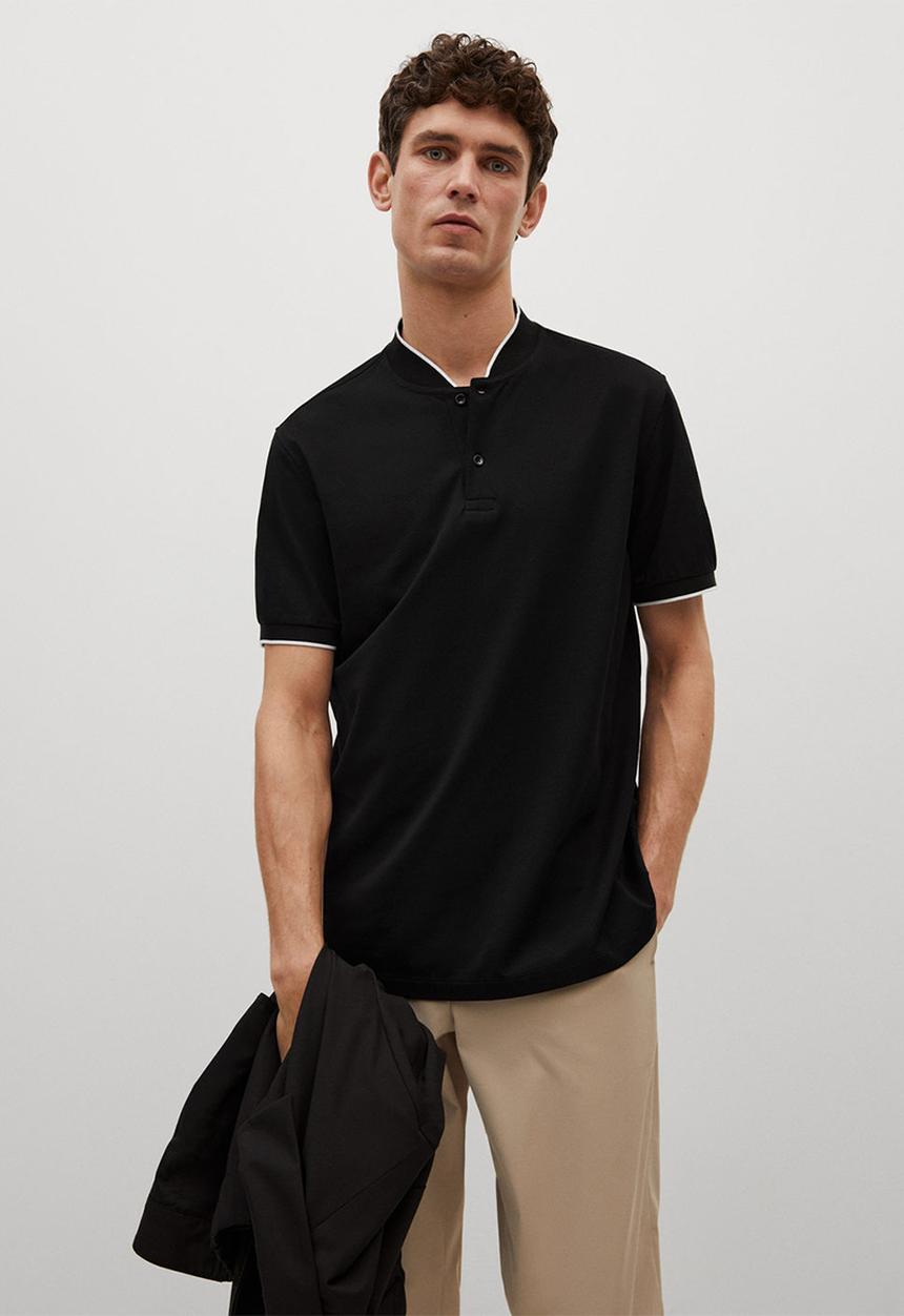 MANGO - Polo shirt branch - black