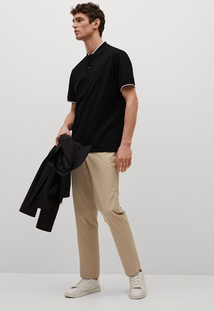 MANGO - Polo shirt branch - black