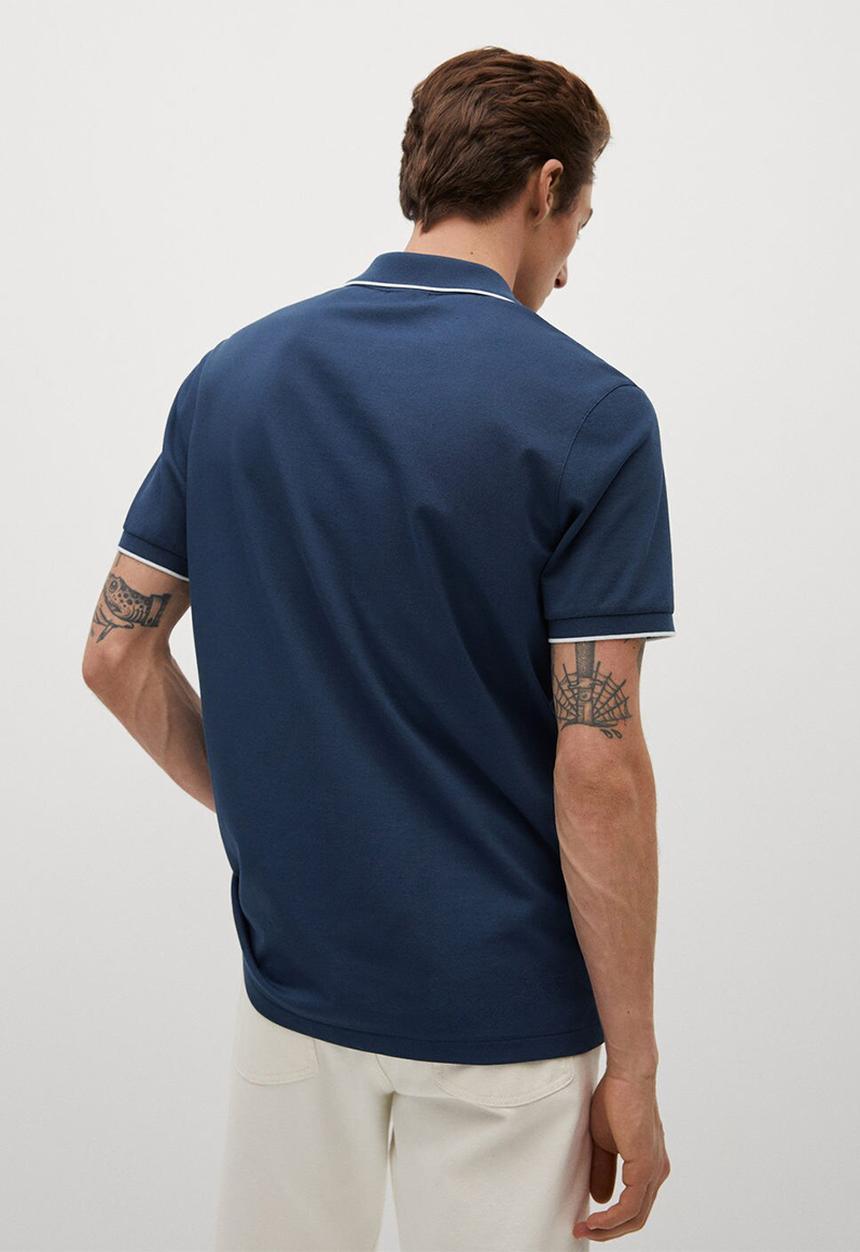 MANGO - Polo shirt zippi - medium blue
