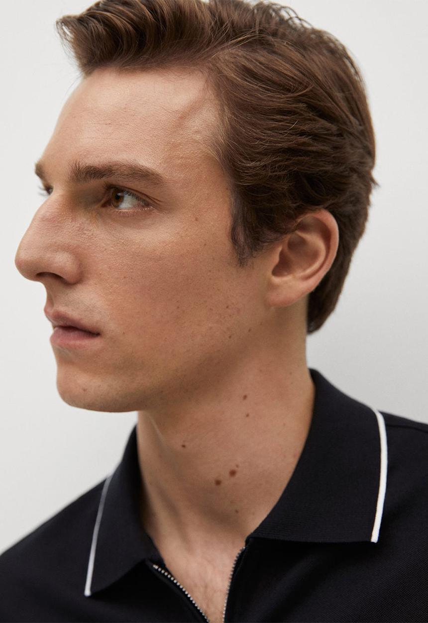MANGO - Polo shirt zippi - black