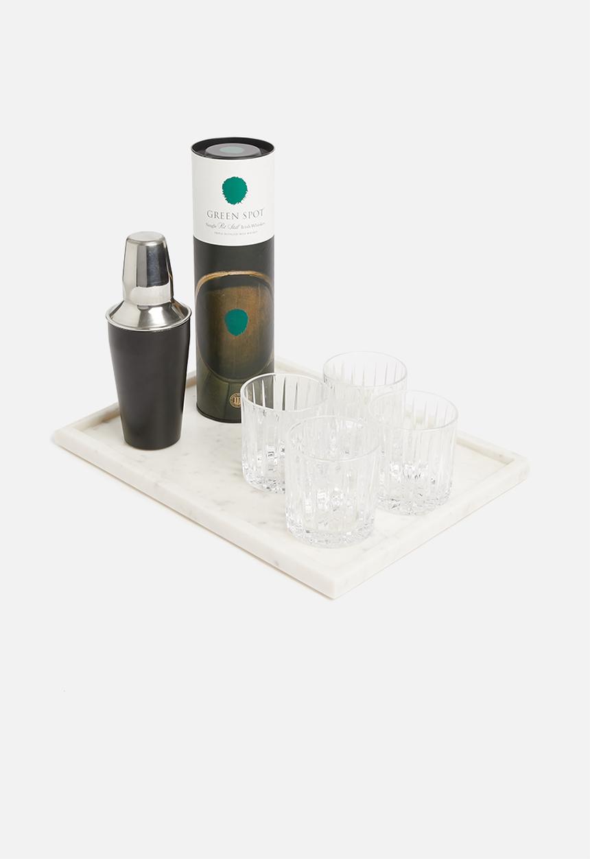 Sixth Floor - White marble rectangular drinks tray