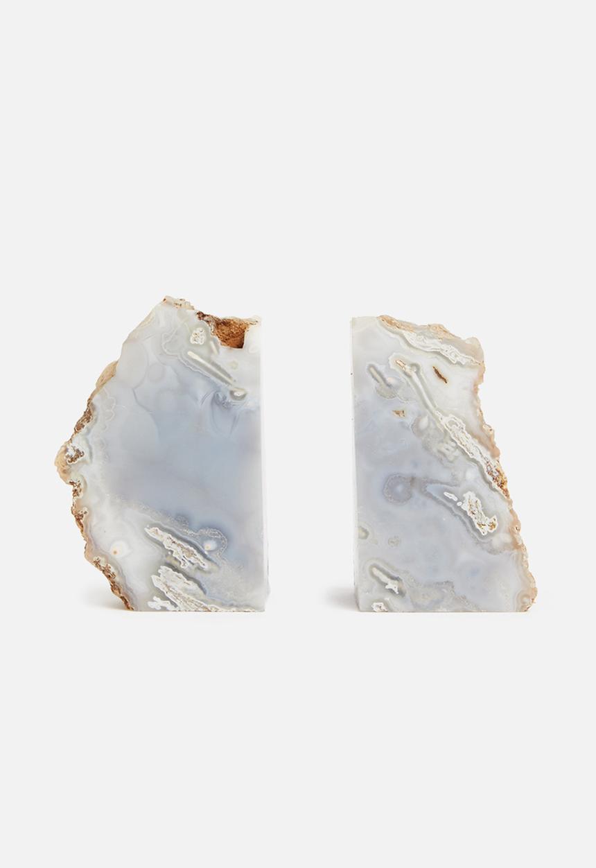 Sixth Floor - Agate book end set of 2 - blue