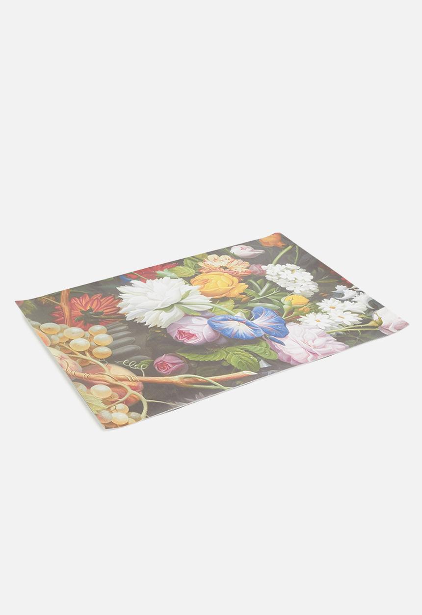 Elsje Designs - Flower bunch black placemat set of 4 - multi