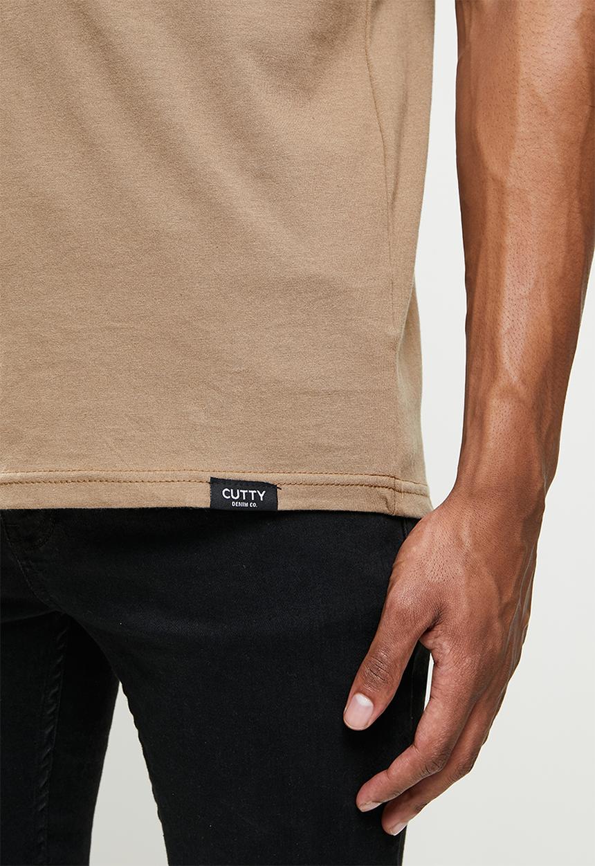 Cutty - Rich regular fit v-neck tee - taupe