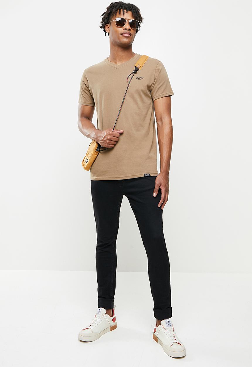 Cutty - Rich regular fit v-neck tee - taupe