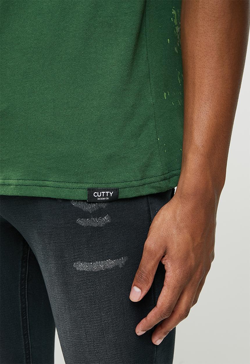 Cutty - Mayne box fit printed tee - green