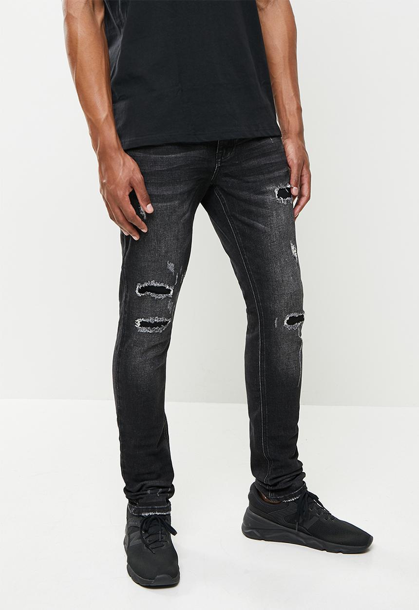 Cutty - Bryant rip & repair skinny jeans - black