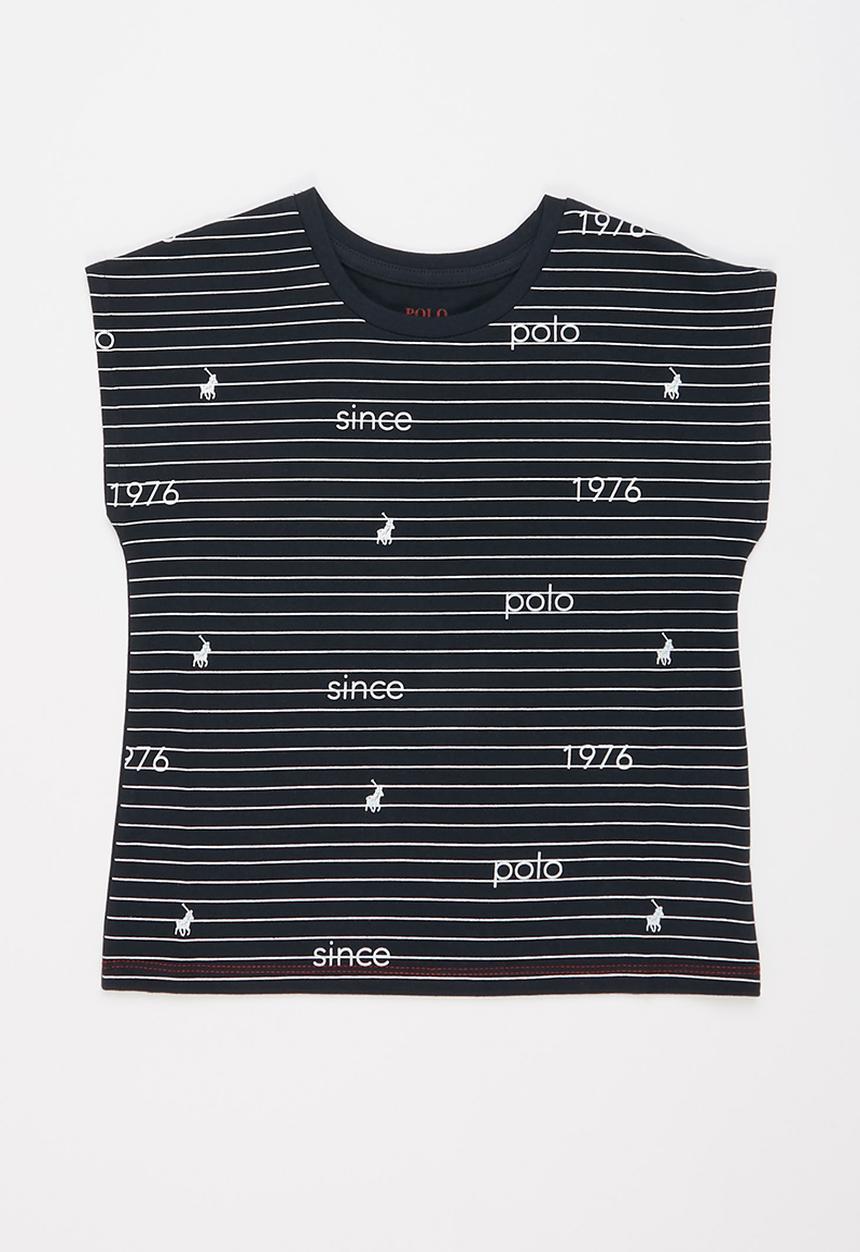 POLO - Girls candice printed stripe tee - navy
