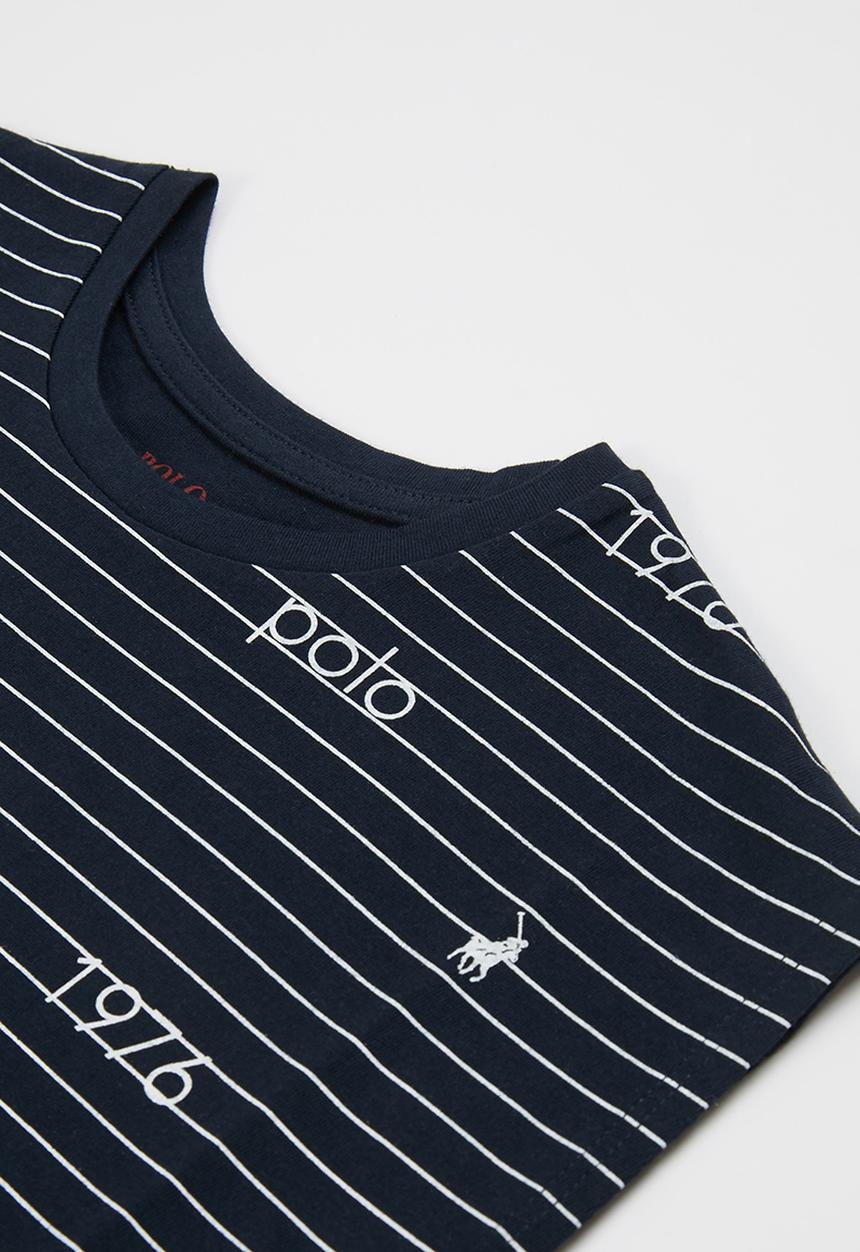 POLO - Girls candice printed stripe tee - navy