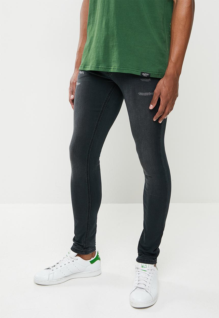 Cutty - Zane rip & repair skinny jeans - black