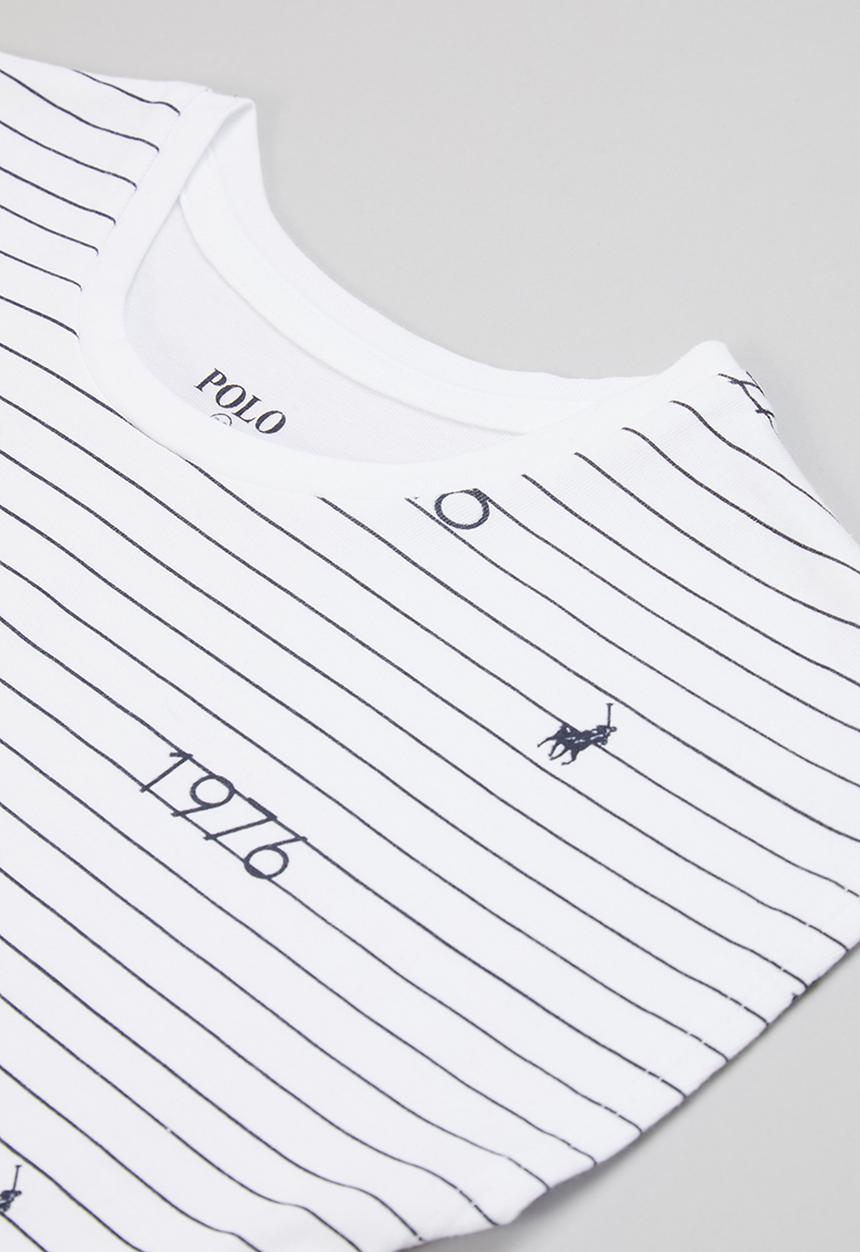 POLO - Girls candice printed stripe tee - white