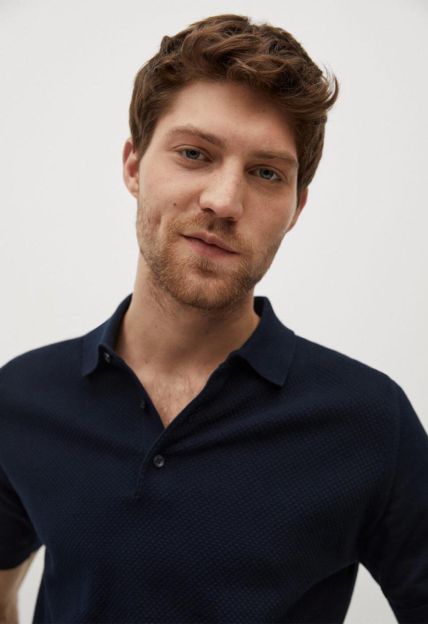 MANGO - Polo shirt texture twingly - navy
