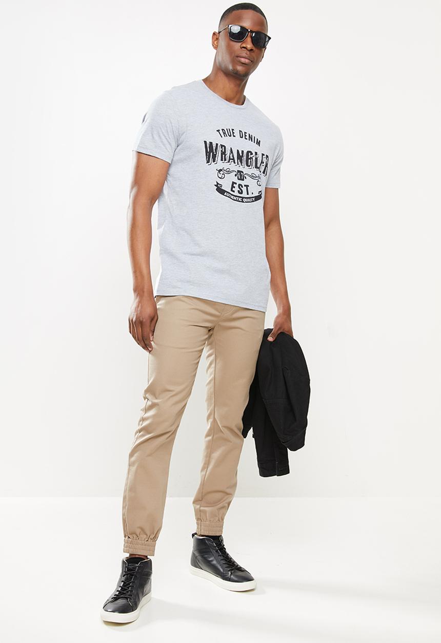 Wrangler - Denim brand tee - grey melange