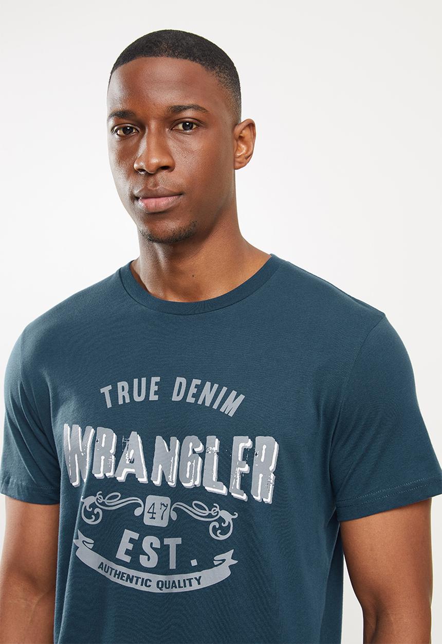 Wrangler - Denim brand tee - shadow blue