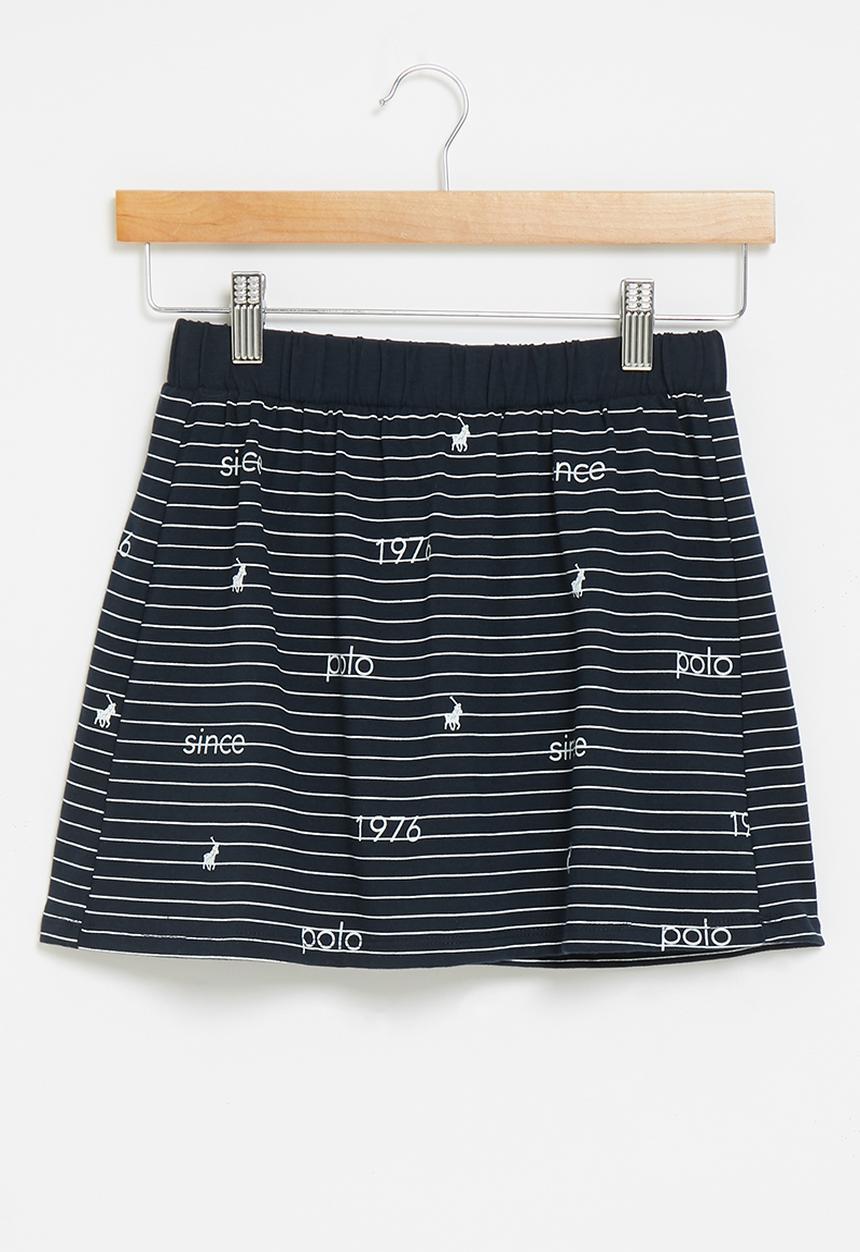 POLO - Girls wendy printed stripe skort - navy