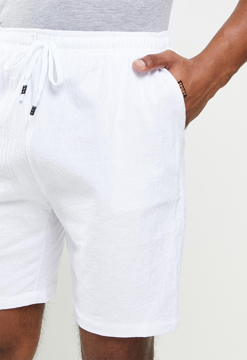 basicthread - Elastic waistband bermuda short - white