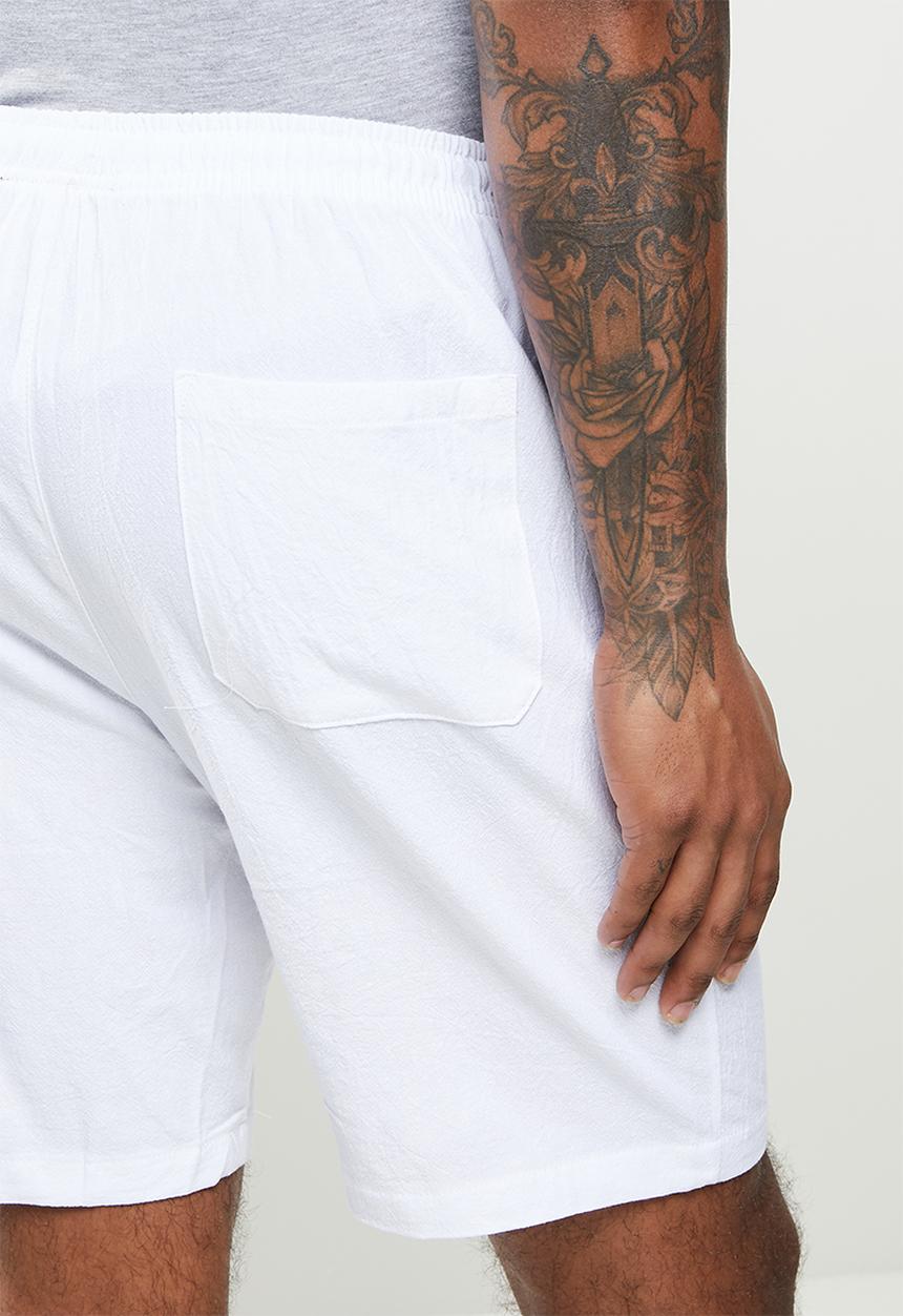 basicthread - Elastic waistband bermuda short - white