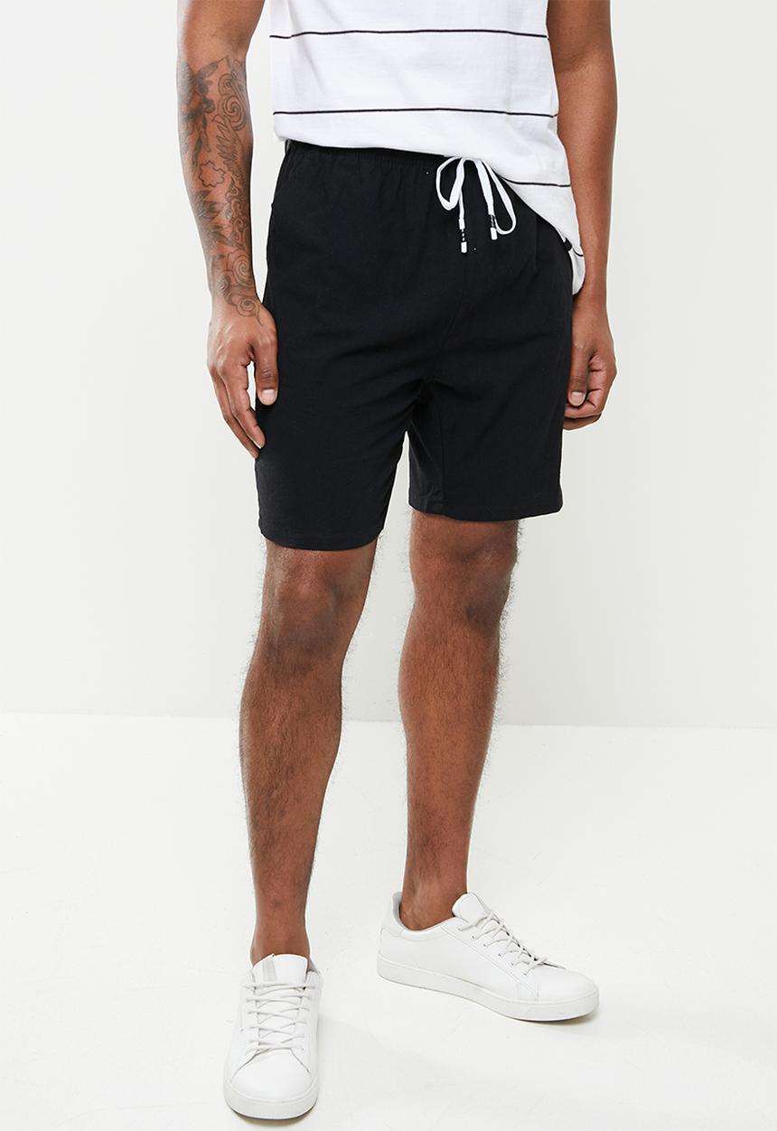 basicthread - Elastic waistband bermuda short - black