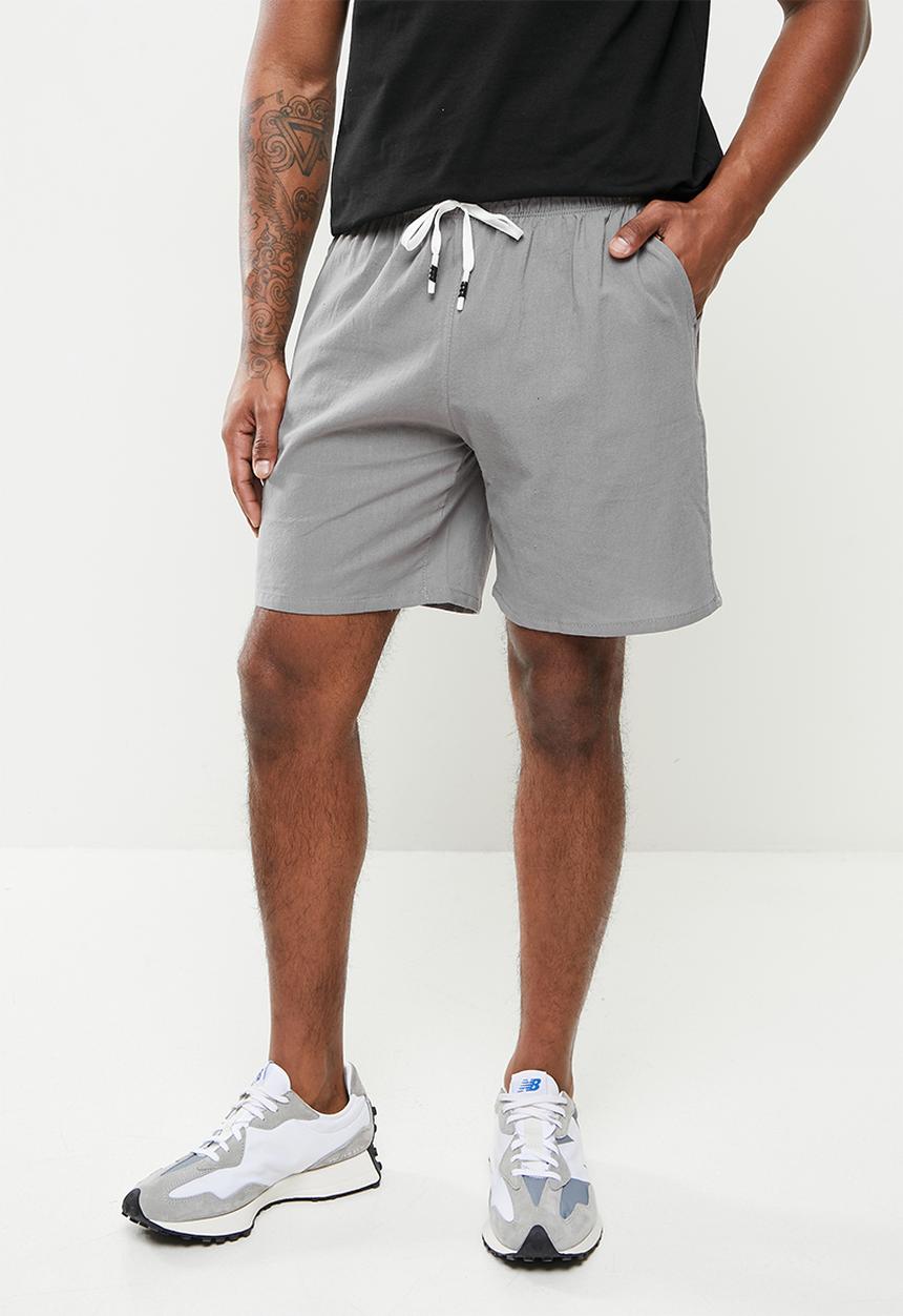 basicthread - Elastic waistband bermuda short - light grey