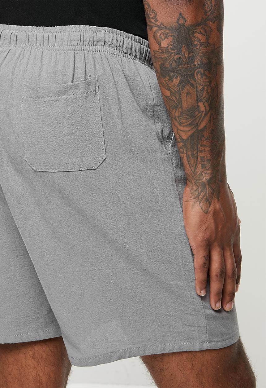 basicthread - Elastic waistband bermuda short - light grey