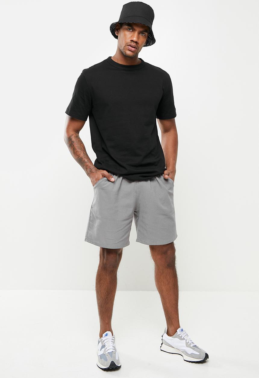 basicthread - Elastic waistband bermuda short - light grey